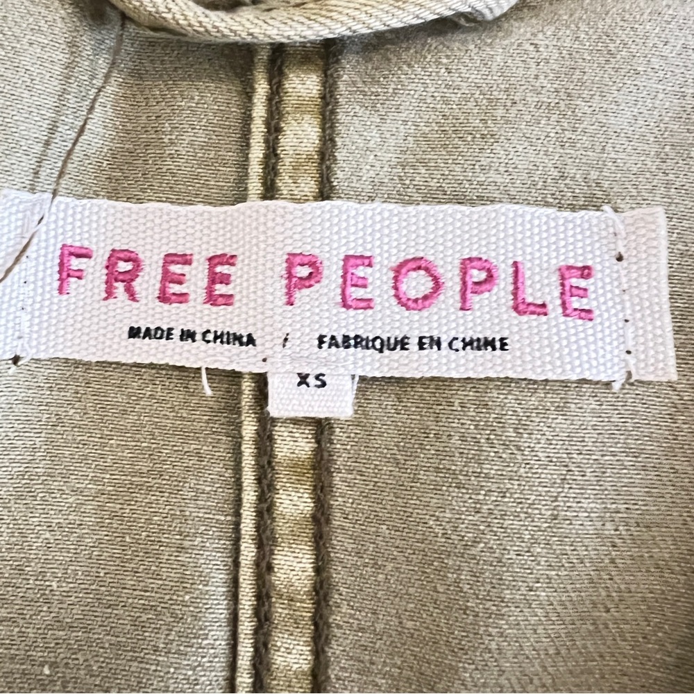 Free People Tan/Greenish Hue Jean Military Jacket with Relaxed Fit Oversized Fit - Picture 2 of 13
